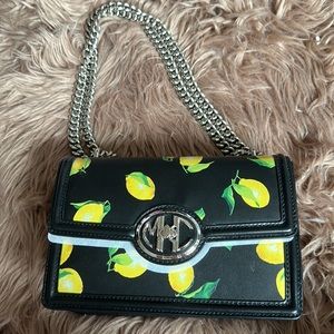 Michael Kors Collection Black and Yellow Crossbody Bag